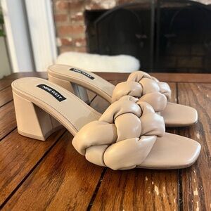 NINE WEST FOOTWEAR Women's YOYO Heeled Sandal, Cream Café Sz 8